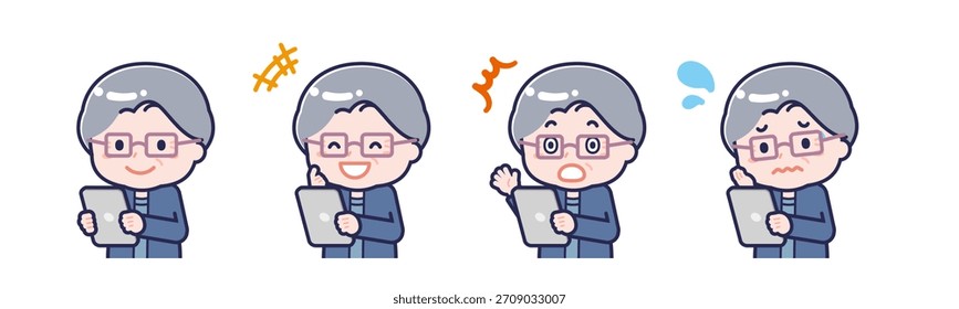 This is an illustration of a person using a tablet.