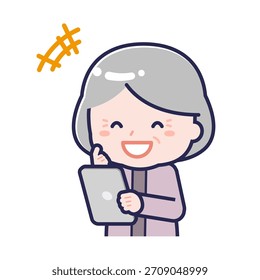 This is an illustration of a person using a tablet.