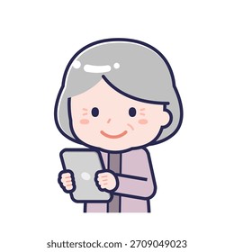 This is an illustration of a person using a tablet.