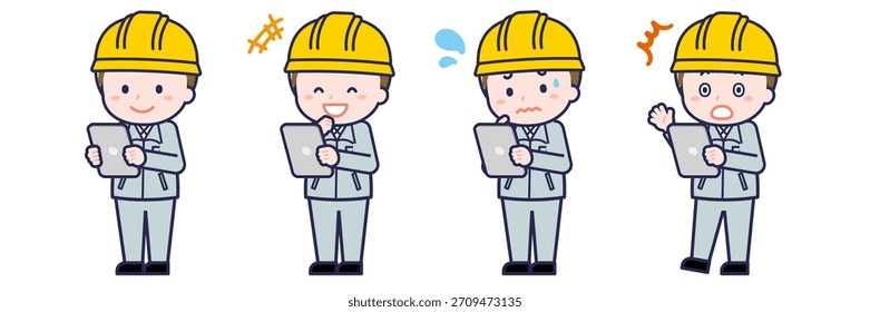 This is an illustration of a person using a tablet.