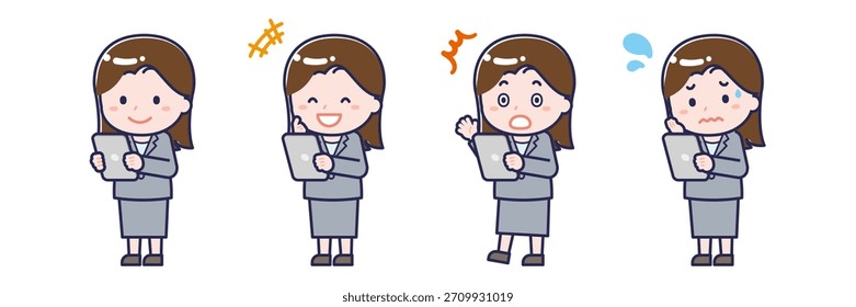 This is an illustration of a person using a tablet.