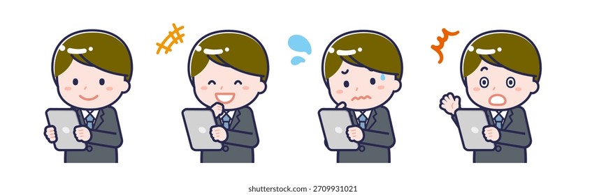 This is an illustration of a person using a tablet.
