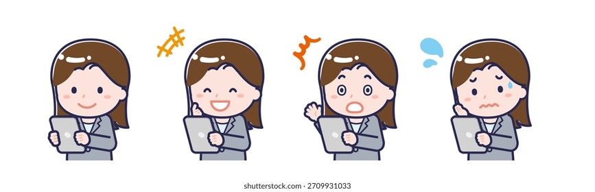 This is an illustration of a person using a tablet.