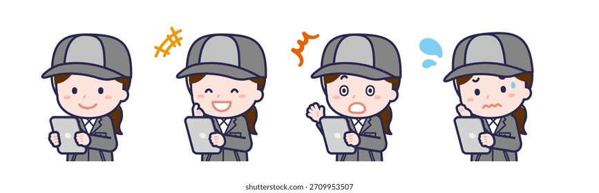 This is an illustration of a person using a tablet.