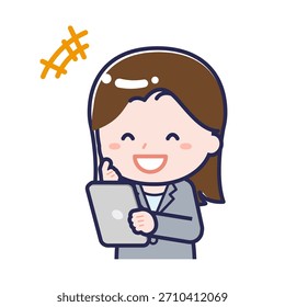 This is an illustration of a person using a tablet.