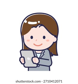 This is an illustration of a person using a tablet.