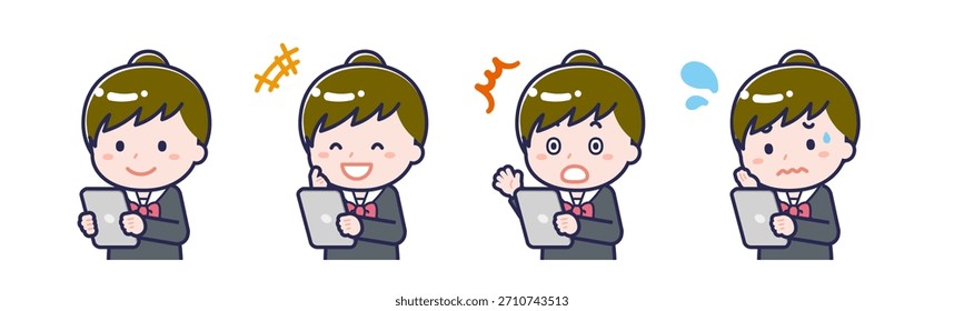 This is an illustration of a person using a tablet.