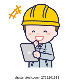 This is an illustration of a person using a tablet.