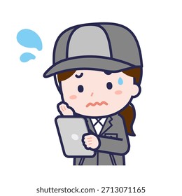 This is an illustration of a person using a tablet.