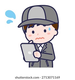 This is an illustration of a person using a tablet.