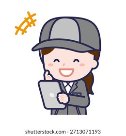 This is an illustration of a person using a tablet.