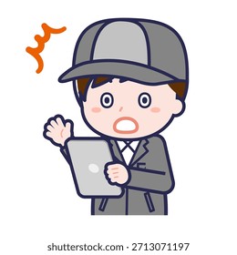 This is an illustration of a person using a tablet.