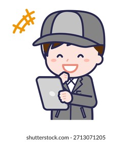 This is an illustration of a person using a tablet.