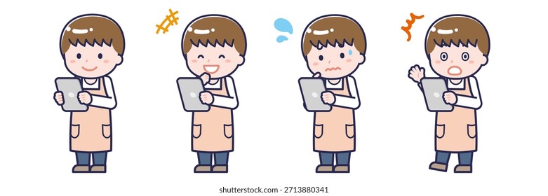 This is an illustration of a person using a tablet.