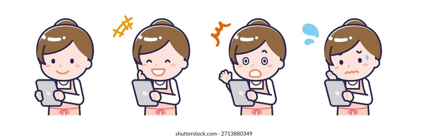 This is an illustration of a person using a tablet.