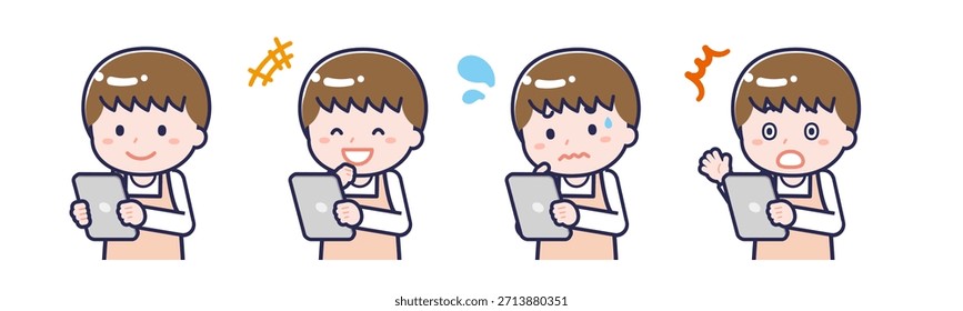 This is an illustration of a person using a tablet.