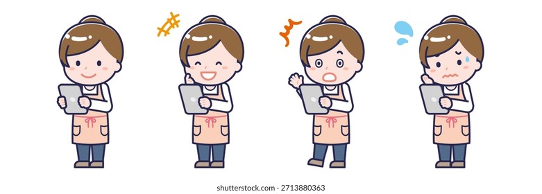 This is an illustration of a person using a tablet.