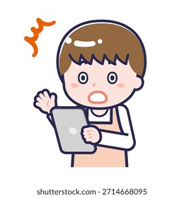 This is an illustration of a person using a tablet.
