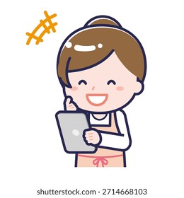 This is an illustration of a person using a tablet.