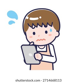 This is an illustration of a person using a tablet.