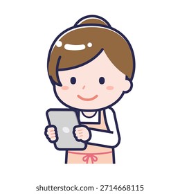 This is an illustration of a person using a tablet.