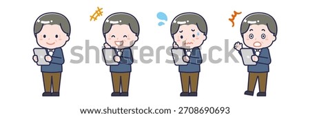 This is an illustration of a person using a tablet.