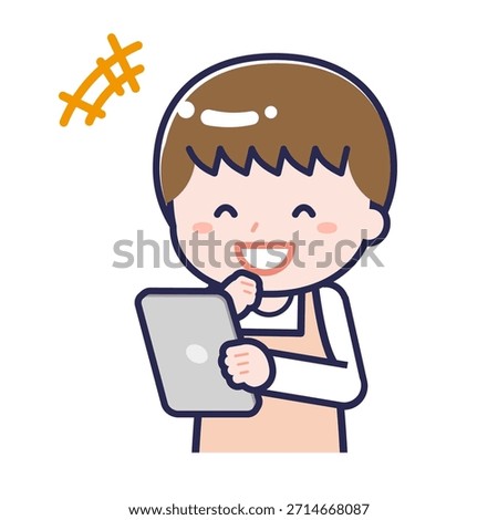 This is an illustration of a person using a tablet.