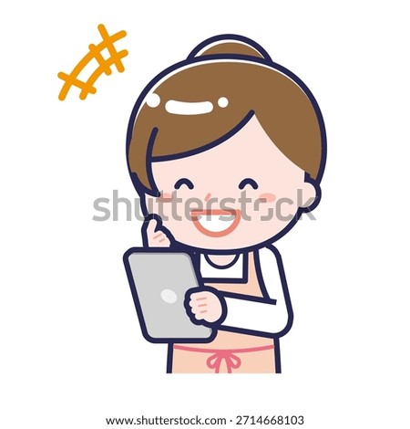 This is an illustration of a person using a tablet.