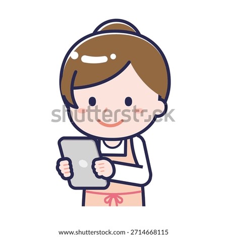 This is an illustration of a person using a tablet.