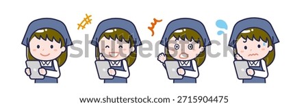 This is an illustration of a person using a tablet.