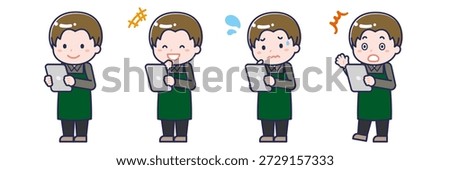 This is an illustration of a person using a tablet.