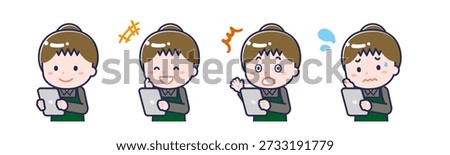 This is an illustration of a person using a tablet.