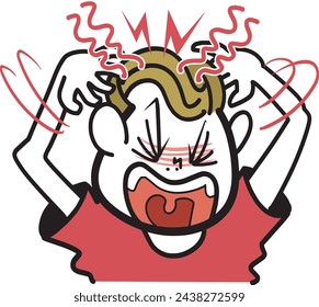 This is an illustration of a person who has an itchy head and scratches it.