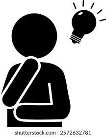 This is an illustration of a pictogram of a person who has an idea (a person who has an idea).