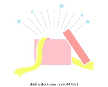 Esta es una ilustración de una caja de regalo rosa con una tapa abierta.