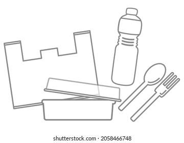This is an illustration of plastic waste from a convenience store.