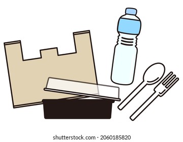 Dies ist eine Illustration von Plastikabfällen aus einem Komfortladen.