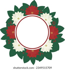 This is an illustration of a poinsettia and a holly red berry leaf.
