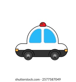 This is an illustration of a police car running in the city.