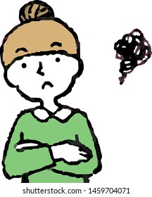 This is a illustration of Pop Illustration of a bun hair woman face and pose.
