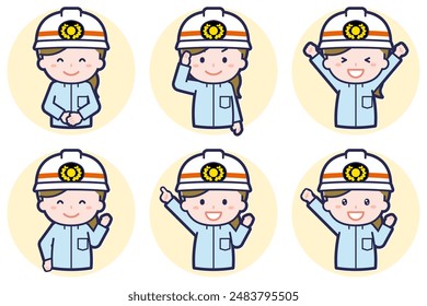 Esta es una ilustración de una pose de una trabajadora de emergencia.