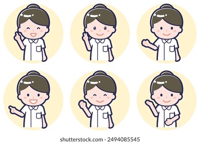 This is an illustration of the pose set of female nurse 01.