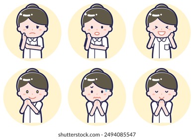 This is an illustration of the pose set of female nurse 01.