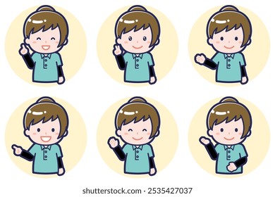 Esta é uma ilustração de uma pose de uma trabalhadora de pensão alimentícia.