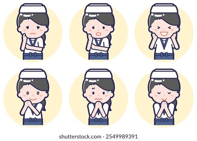Esta es una ilustración de una pose de una chef de sushi.