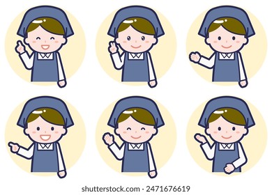 This is an illustration of a pose set of male staff.