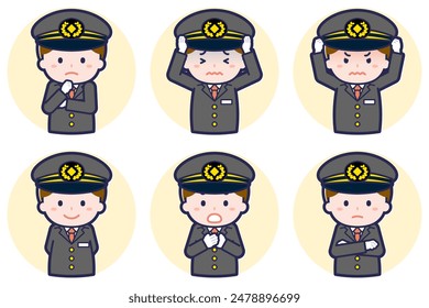 This is an illustration of a pose set of a male driver.