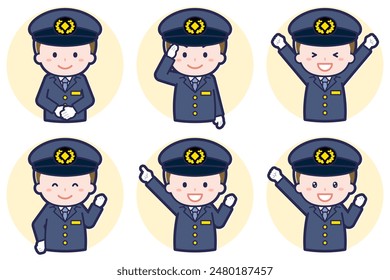 This is an illustration of a pose set of a male driver.