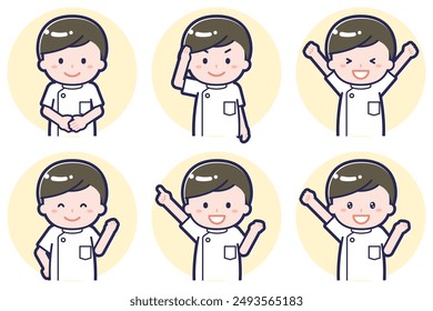 This is an illustration of the pose set of male nurse 01.