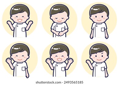 This is an illustration of the pose set of male nurse 01.